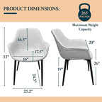 Chaise de salle à manger Markley en cuir avec pieds en fer, lot de 4 fauteuils d'appoint modernes