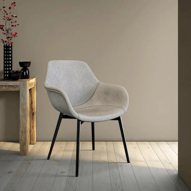 Chaise de salle à manger Markley en cuir avec pieds en fer, lot de 4 fauteuils d'appoint modernes