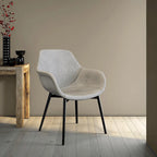 Chaise de salle à manger Markley en cuir avec pieds en fer, lot de 4 fauteuils d'appoint modernes