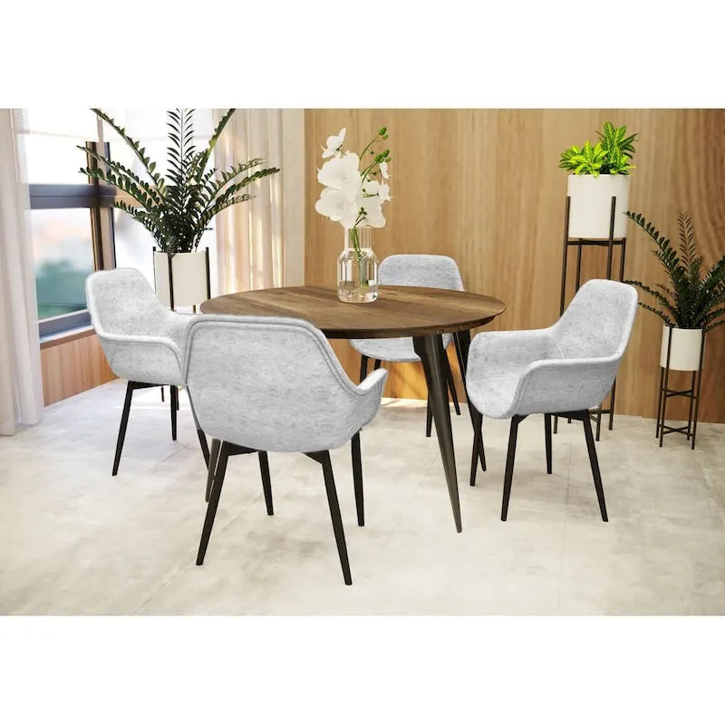 Chaise de salle à manger Markley en cuir avec pieds en fer, lot de 4 fauteuils d'appoint modernes