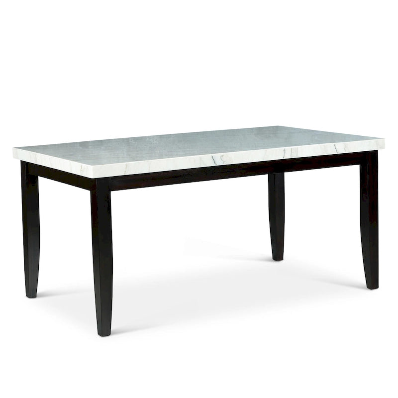 Ensemble de salle à manger en ébène noir et marbre blanc, 4 à 6 places