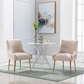 Lot de 2 chaises de salle à manger en tissu capitonné beige/gris/noir/orange avec poignée arrière