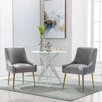 Lot de 2 chaises de salle à manger en tissu capitonné beige/gris/noir/orange avec poignée arrière