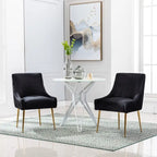 Lot de 2 chaises de salle à manger en tissu capitonné beige/gris/noir/orange avec poignée arrière