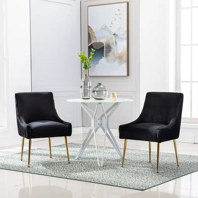 Lot de 2 chaises de salle à manger en tissu capitonné beige/gris/noir/orange avec poignée arrière