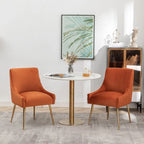 Lot de 2 chaises de salle à manger en tissu capitonné beige/gris/noir/orange avec poignée arrière
