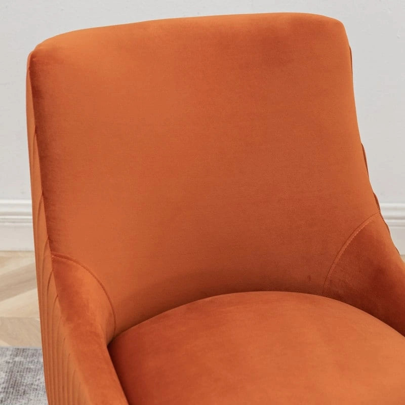 Lot de 2 chaises de salle à manger en tissu capitonné beige/gris/noir/orange avec poignée arrière