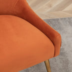 Lot de 2 chaises de salle à manger en tissu capitonné beige/gris/noir/orange avec poignée arrière