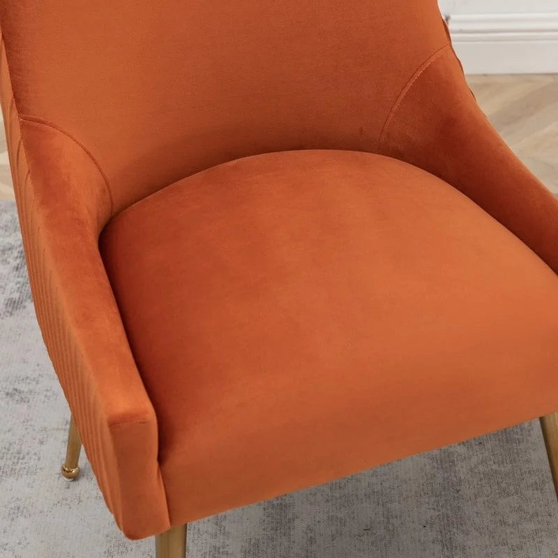 Lot de 2 chaises de salle à manger en tissu capitonné beige/gris/noir/orange avec poignée arrière