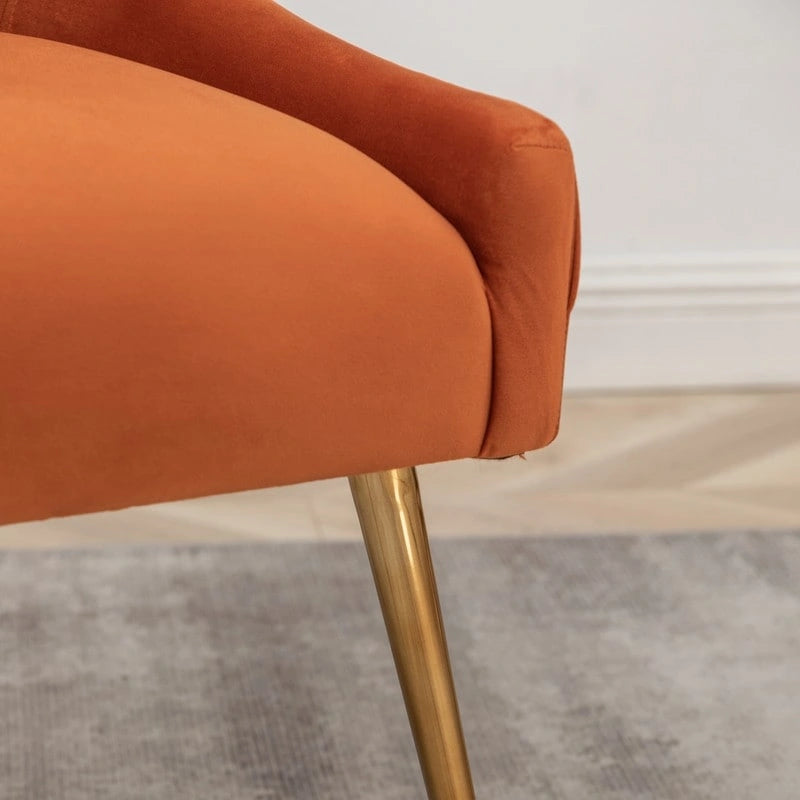 Lot de 2 chaises de salle à manger en tissu capitonné beige/gris/noir/orange avec poignée arrière