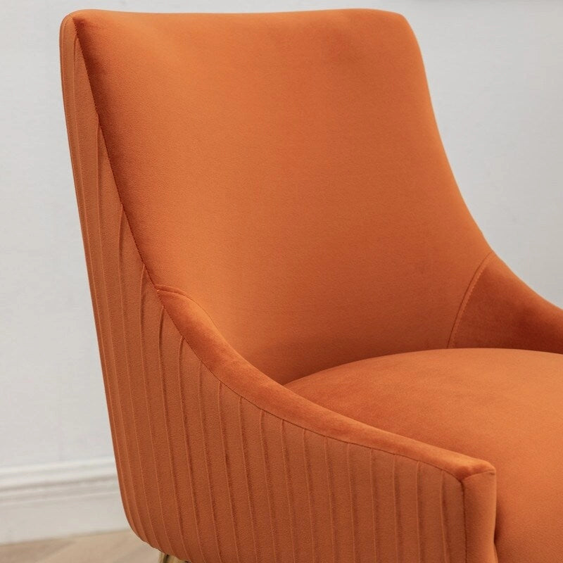 Lot de 2 chaises de salle à manger en tissu capitonné beige/gris/noir/orange avec poignée arrière