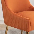 Lot de 2 chaises de salle à manger en tissu capitonné beige/gris/noir/orange avec poignée arrière