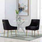 Lot de 2 chaises de salle à manger en tissu capitonné beige/gris/noir/orange avec poignée arrière