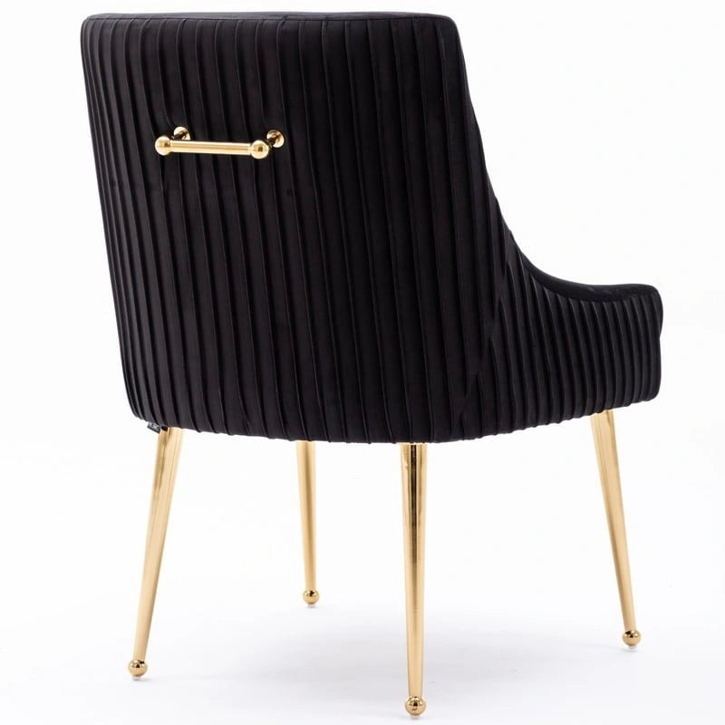 Lot de 2 chaises de salle à manger en tissu capitonné beige/gris/noir/orange avec poignée arrière