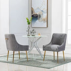 Lot de 2 chaises de salle à manger en tissu capitonné beige/gris/noir/orange avec poignée arrière