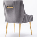 Lot de 2 chaises de salle à manger en tissu capitonné beige/gris/noir/orange avec poignée arrière
