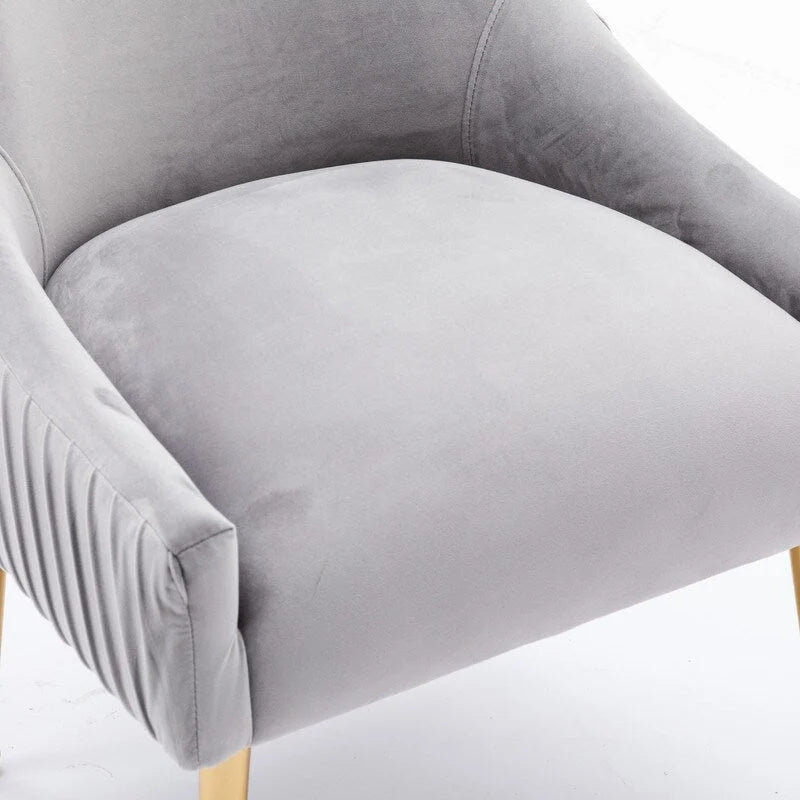 Lot de 2 chaises de salle à manger en tissu capitonné beige/gris/noir/orange avec poignée arrière