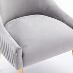 Lot de 2 chaises de salle à manger en tissu capitonné beige/gris/noir/orange avec poignée arrière