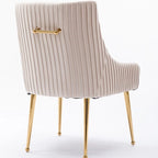 Lot de 2 chaises de salle à manger en tissu capitonné beige/gris/noir/orange avec poignée arrière