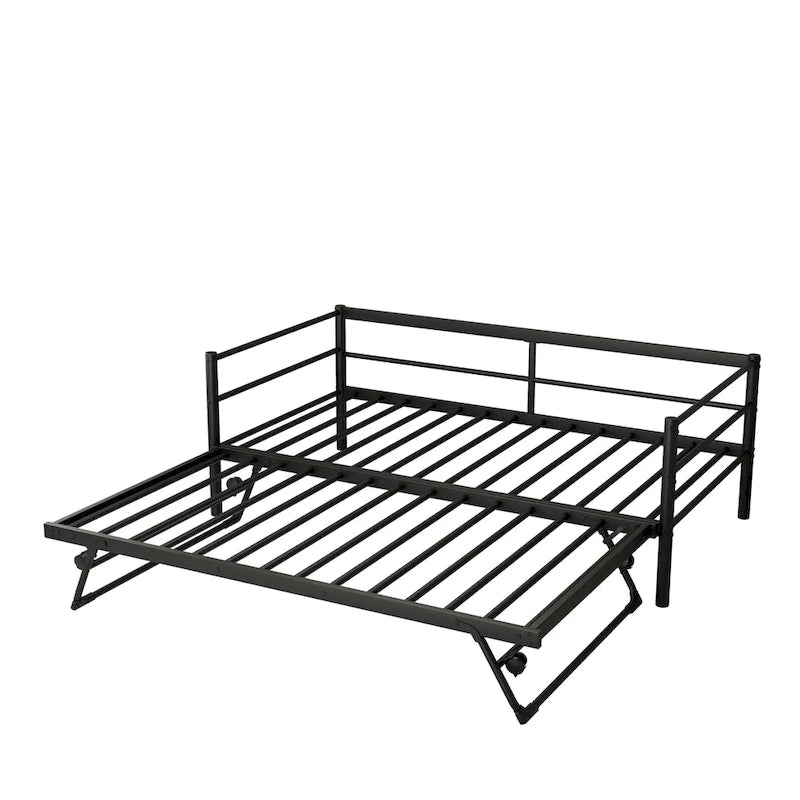 Lit de repos en métal une place avec lit gigogne escamotable