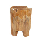 Table d'appoint en teck marron avec bord naturel, souche d'arbre, 12L x 12l x 16H