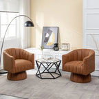 Fauteuil pivotant cylindrique de style Mid-Century (Lot de 2) – Abricot foncé / Noir / Marron / Moutarde