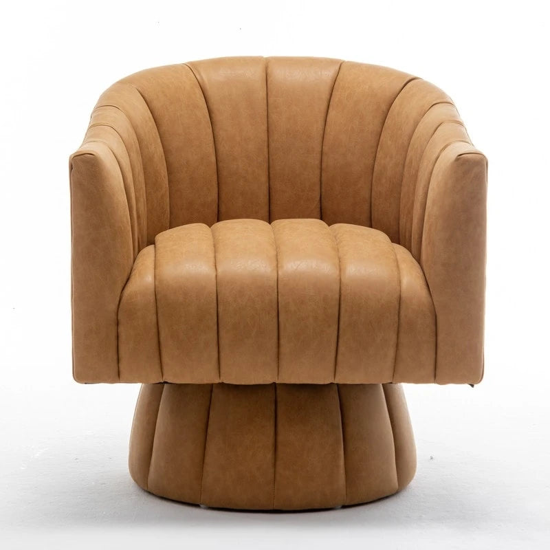 Fauteuil pivotant cylindrique de style Mid-Century (Lot de 2) – Abricot foncé / Noir / Marron / Moutarde