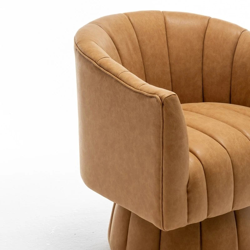 Fauteuil pivotant cylindrique de style Mid-Century (Lot de 2) – Abricot foncé / Noir / Marron / Moutarde