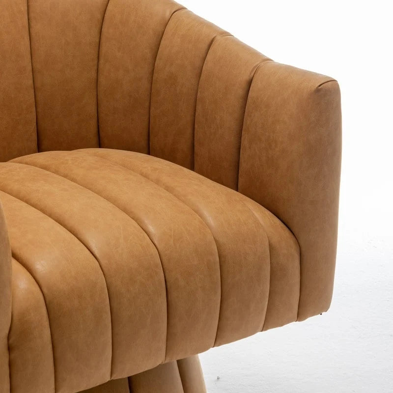 Fauteuil pivotant cylindrique de style Mid-Century (Lot de 2) – Abricot foncé / Noir / Marron / Moutarde
