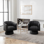Fauteuil pivotant cylindrique de style Mid-Century (Lot de 2) – Abricot foncé / Noir / Marron / Moutarde