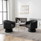 Fauteuil pivotant cylindrique de style Mid-Century (Lot de 2) – Abricot foncé / Noir / Marron / Moutarde