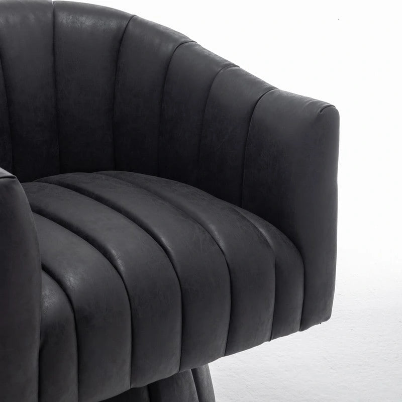 Fauteuil pivotant cylindrique de style Mid-Century (Lot de 2) – Abricot foncé / Noir / Marron / Moutarde