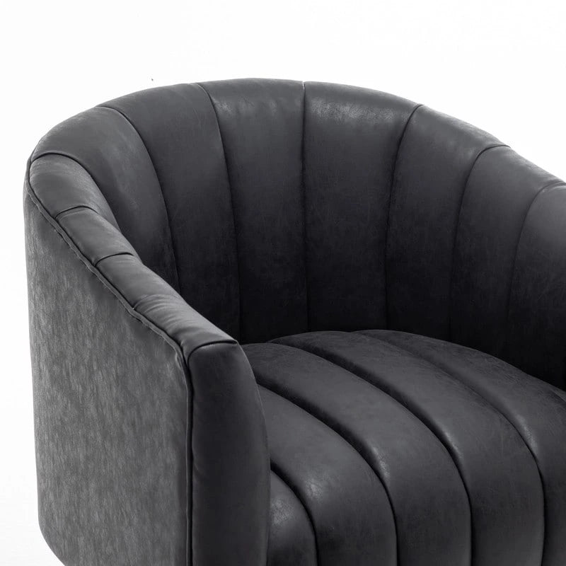 Fauteuil pivotant cylindrique de style Mid-Century (Lot de 2) – Abricot foncé / Noir / Marron / Moutarde