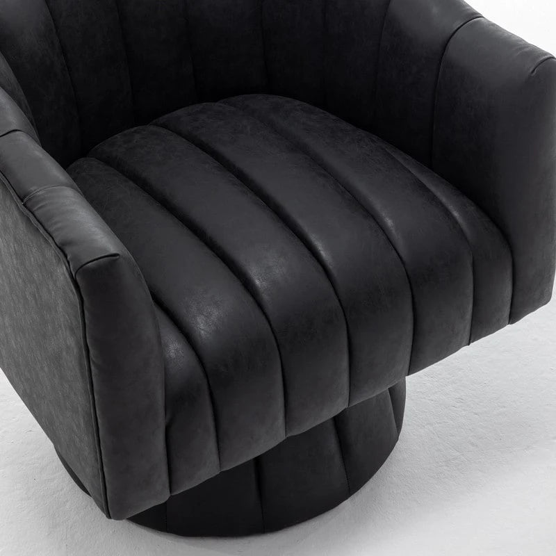 Fauteuil pivotant cylindrique de style Mid-Century (Lot de 2) – Abricot foncé / Noir / Marron / Moutarde