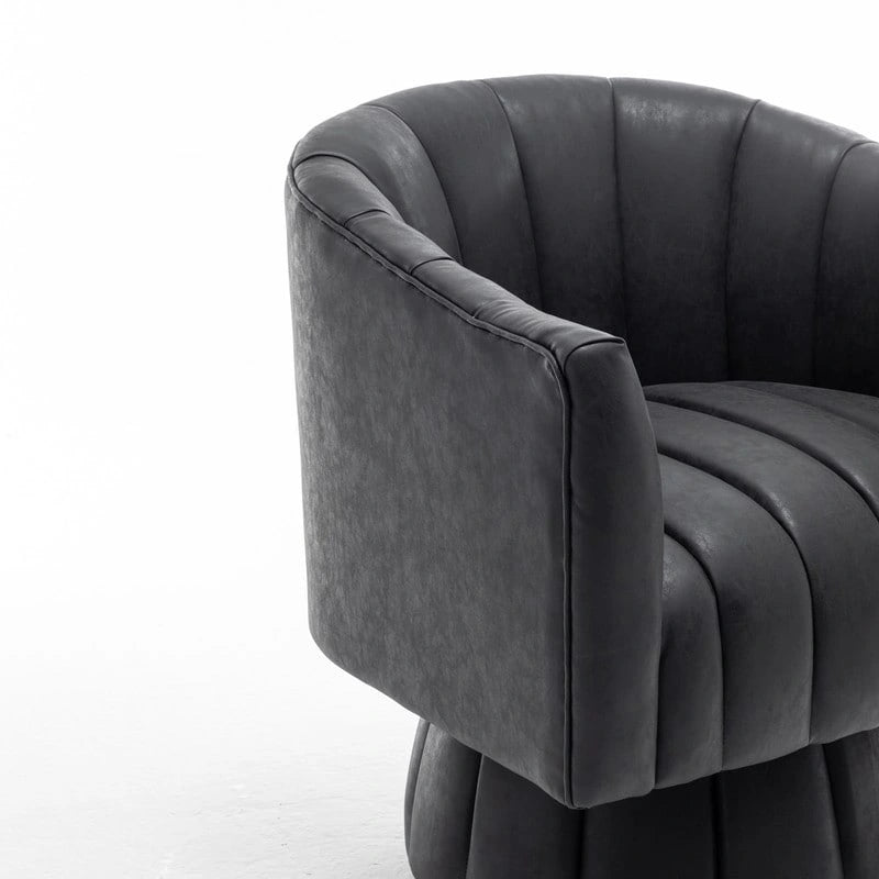 Fauteuil pivotant cylindrique de style Mid-Century (Lot de 2) – Abricot foncé / Noir / Marron / Moutarde