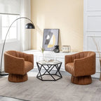 Fauteuil pivotant cylindrique de style Mid-Century (Lot de 2) – Abricot foncé / Noir / Marron / Moutarde