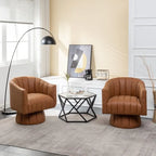 Fauteuil pivotant cylindrique de style Mid-Century (Lot de 2) – Abricot foncé / Noir / Marron / Moutarde