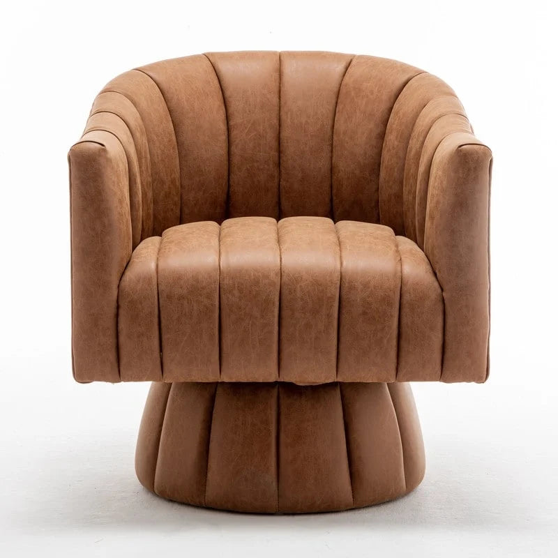 Fauteuil pivotant cylindrique de style Mid-Century (Lot de 2) – Abricot foncé / Noir / Marron / Moutarde