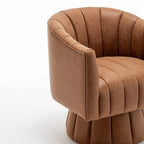 Fauteuil pivotant cylindrique de style Mid-Century (Lot de 2) – Abricot foncé / Noir / Marron / Moutarde