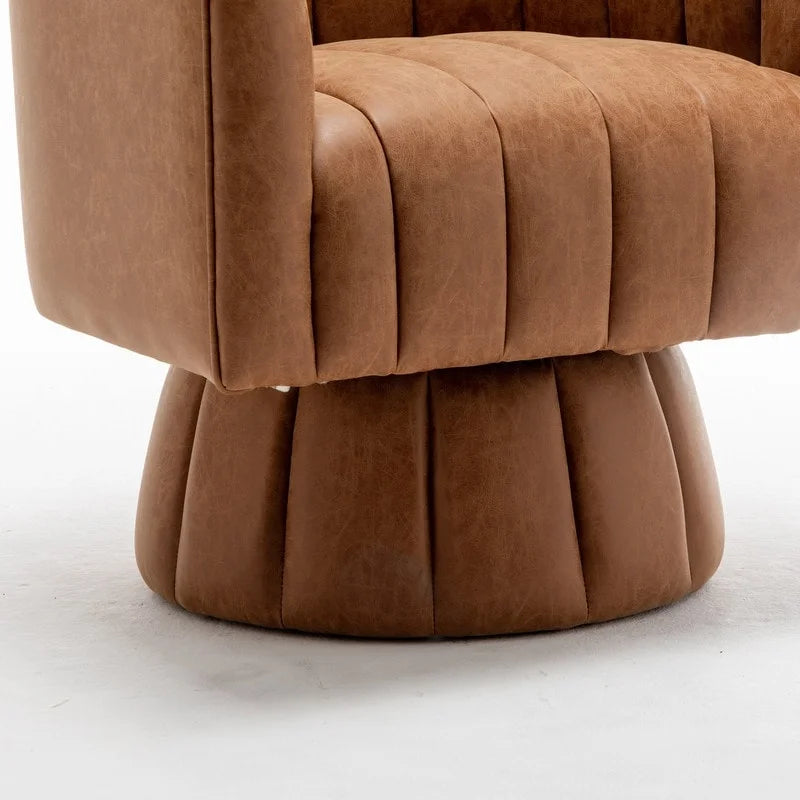 Fauteuil pivotant cylindrique de style Mid-Century (Lot de 2) – Abricot foncé / Noir / Marron / Moutarde