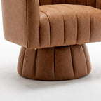 Fauteuil pivotant cylindrique de style Mid-Century (Lot de 2) – Abricot foncé / Noir / Marron / Moutarde
