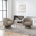 Fauteuil pivotant cylindrique de style Mid-Century (Lot de 2) – Abricot foncé / Noir / Marron / Moutarde