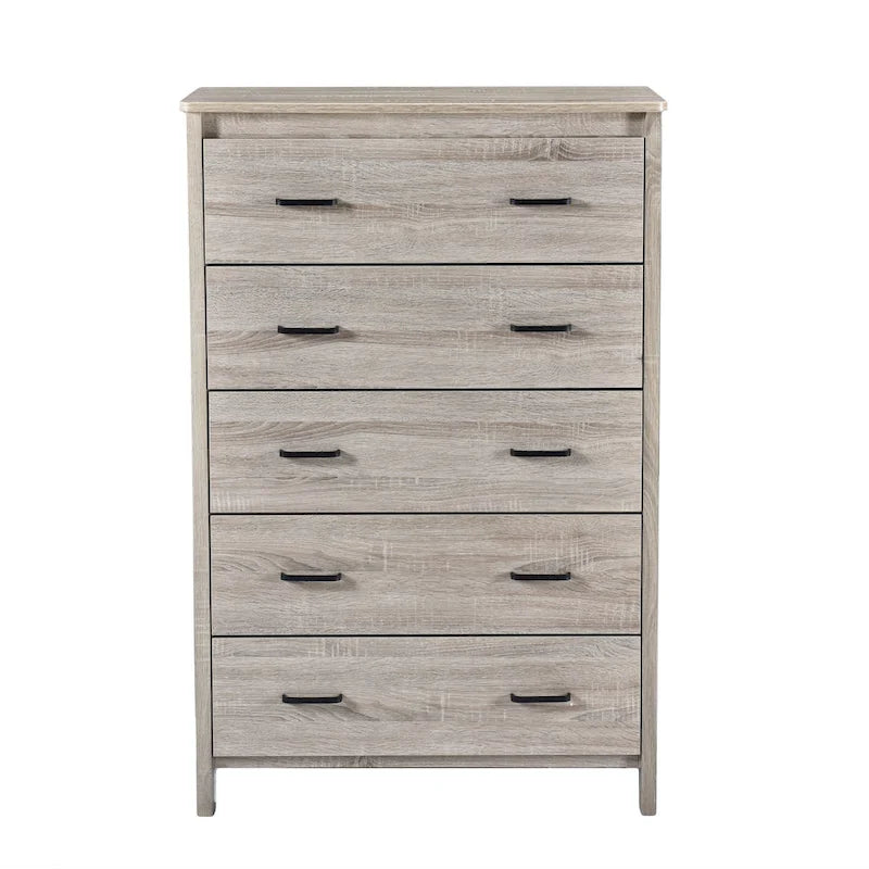 Commode à 5 tiroirs | Fini aspect bois | Chêne gris Sonoma / Noyer / Chêne Sonoma / Marron moyen | Individuel