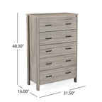 Commode à 5 tiroirs | Fini aspect bois | Chêne gris Sonoma / Noyer / Chêne Sonoma / Marron moyen | Individuel