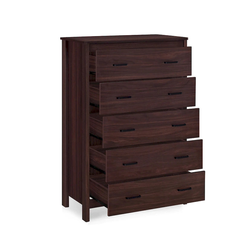 Commode à 5 tiroirs | Fini aspect bois | Chêne gris Sonoma / Noyer / Chêne Sonoma / Marron moyen | Individuel