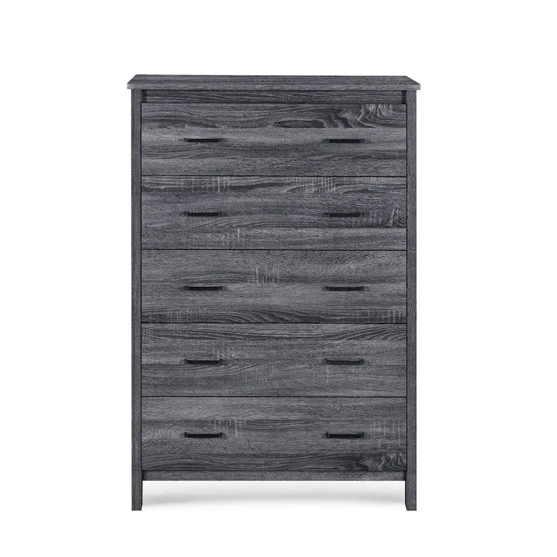 Commode à 5 tiroirs | Fini aspect bois | Chêne gris Sonoma / Noyer / Chêne Sonoma / Marron moyen | Individuel