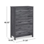 Commode à 5 tiroirs | Fini aspect bois | Chêne gris Sonoma / Noyer / Chêne Sonoma / Marron moyen | Individuel
