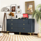 Commode double à 6 tiroirs 55,1W avec meuble de rangement noir et or