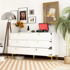 Commode double à 6 tiroirs 55,1W avec meuble de rangement noir et or
