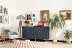 55.1W 6-Drawer Double Dresser Black Gold Storage Cabinet Chest